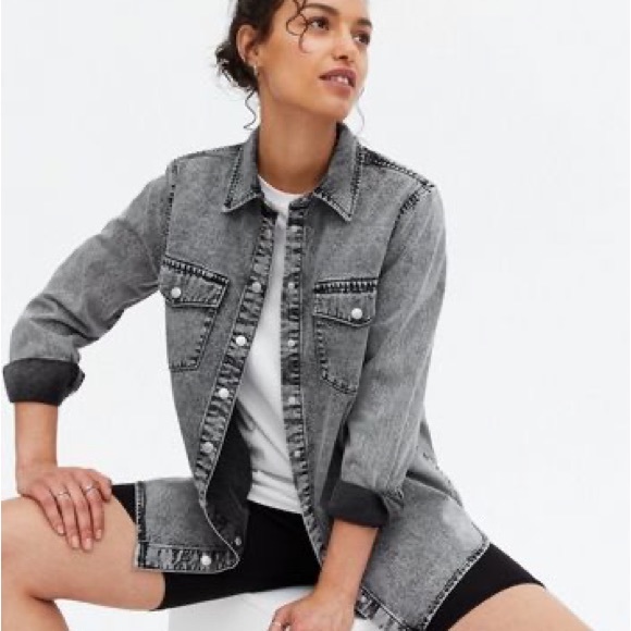 FRANK & OAK Acid Wash Grey Button Up Short Sleeve Shirt Top S - Picture 1 of 7